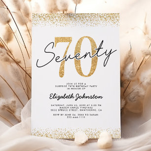 Invitation Fête d'anniversaire des 70 ans Élégante Or
