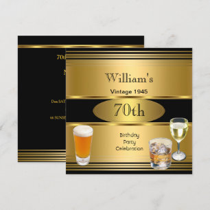 Invitation Fête d'anniversaire des 70 ans Vintage Hommes Bièr