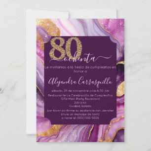 Invitation Fête d'anniversaire des 80 ans Spanish Chic Rose V