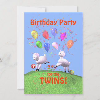 Invitation Fête d'anniversaire des agneaux pour jumeaux