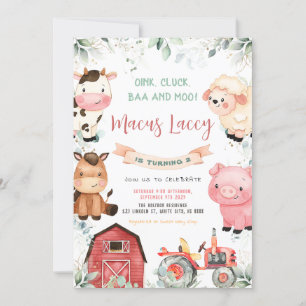 Invitation Fête d'anniversaire des animaux de ferme