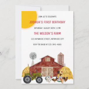 Invitation Fête d'anniversaire des animaux de ferme