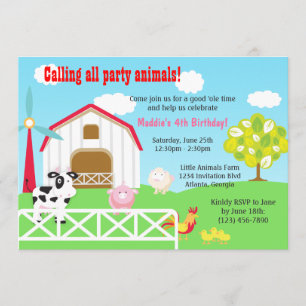 Invitation Fête d'anniversaire des animaux de ferme Barnyard