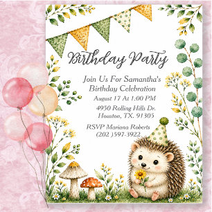 Invitation Fête d'anniversaire des animaux de la forêt de hér