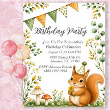 Fête d'anniversaire des animaux de la forêt Écureu