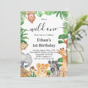 Invitation Fête d'anniversaire des animaux de safari de la ju