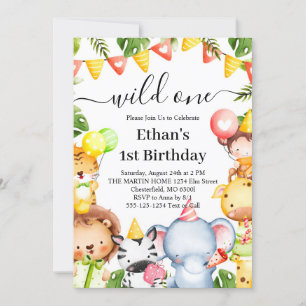 Invitation Fête d'anniversaire des animaux de safari de la ju
