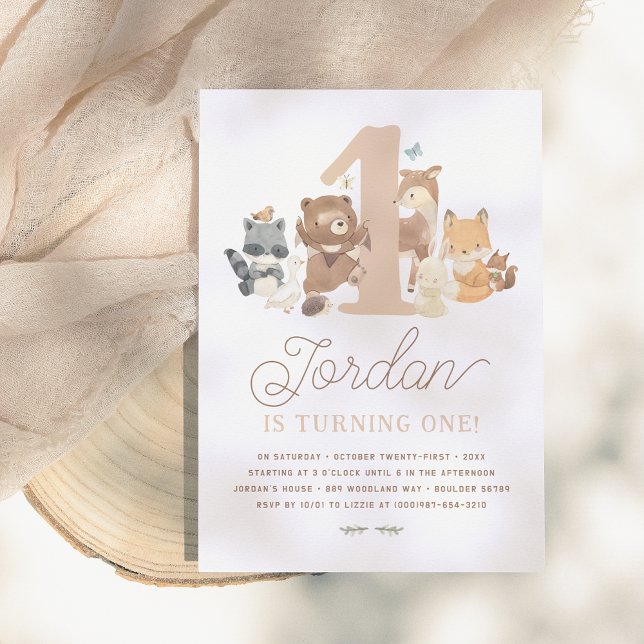 Invitation Fête d'anniversaire des animaux des bois (Créateur téléchargé)