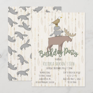 Invitation Fête d'anniversaire des animaux des bois de Russie