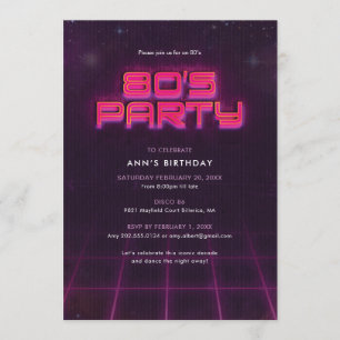 Invitation fête d'anniversaire des années 80