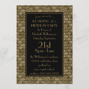 Invitation Fête d'anniversaire des Années Folles  Art Déco No