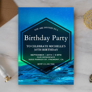 Invitation Fête d'anniversaire des aurores boréales de l'Arct