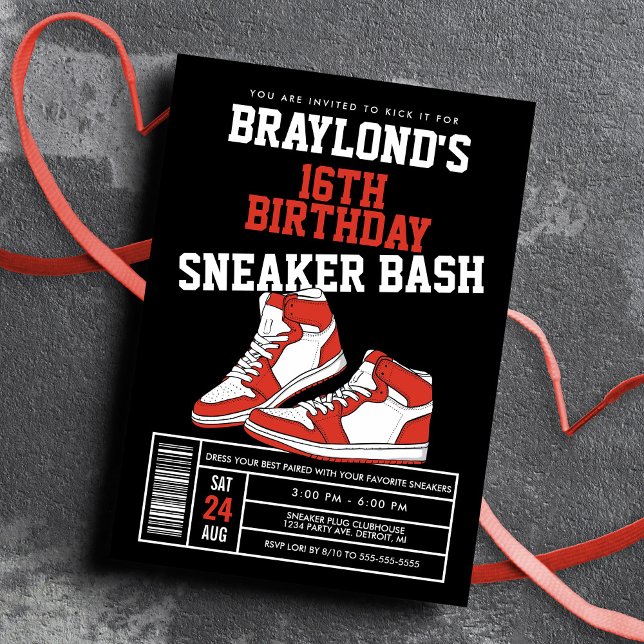 Invitation Fête d'anniversaire des baskets rouges (Créateur téléchargé)