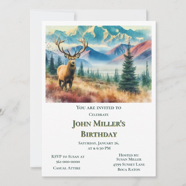 Invitation Fête d'anniversaire des Cerfs de Forêt pour lui (Devant)