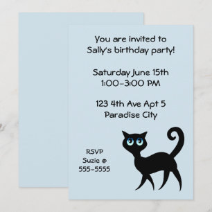 Invitation Fête d'anniversaire des chats bleus et noirs