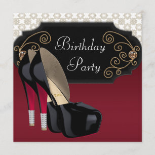 Invitation Fête d'anniversaire des Chaussures à talon rouge n