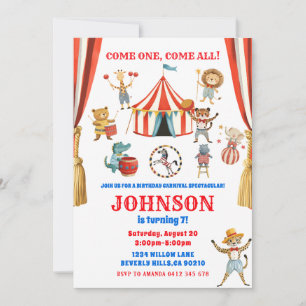 Invitation Fête d'anniversaire des enfants Animaux de cirque