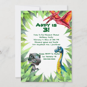 Invitation Fête d'anniversaire des enfants avec des dinosaure