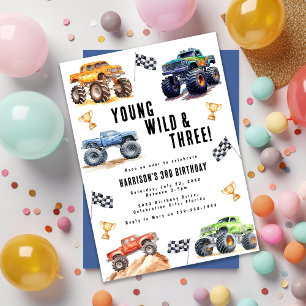Invitation Fête d'anniversaire des Enfants Monster Trucks