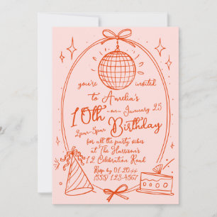 Invitation Fête d'anniversaire des enfants Retro Disco Ball 
