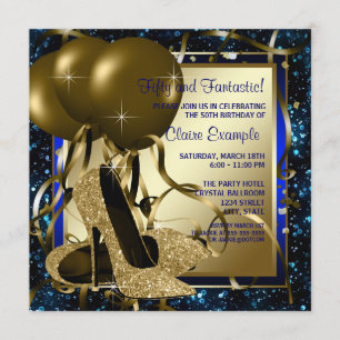 Invitation Fête d'anniversaire des femmes à talons hauts bleu