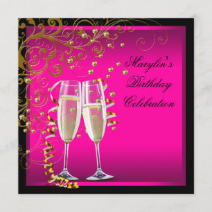 Invitation Fête d'anniversaire des femmes aux couleurs roses
