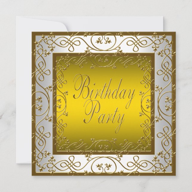 Invitation Fête d'anniversaire des femmes d'or blanc (Devant)