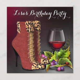 Invitation Fête d'anniversaire des femmes du vin rouge