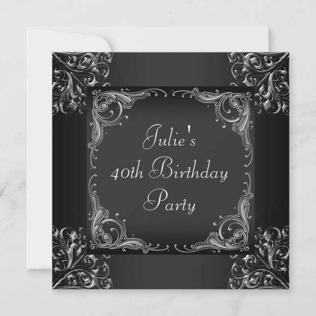 Invitation Fête d'anniversaire des femmes noires en argent (Devant)