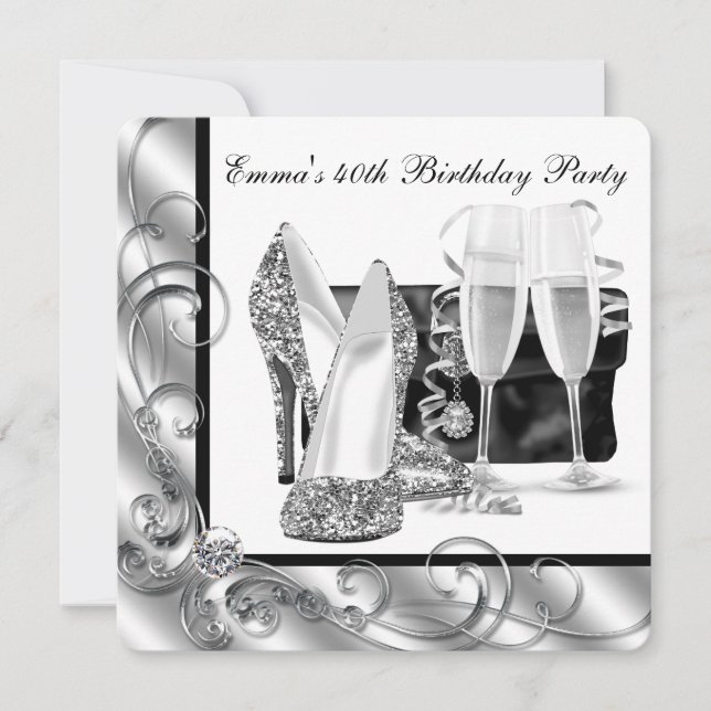 Invitation Fête d'anniversaire des femmes noires et blanches (Devant)