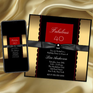 Invitation Fête d'anniversaire des femmes noires et rouges