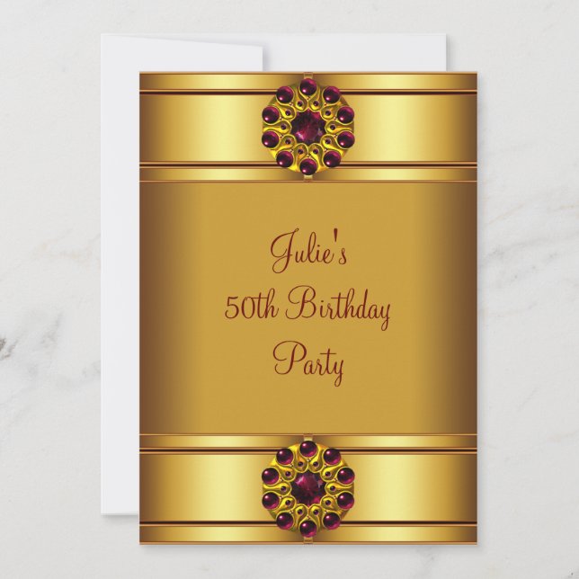 Invitation Fête d'anniversaire des femmes Red Gold (Devant)