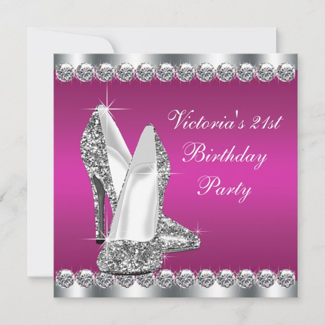 Invitation Fête d'anniversaire des femmes roses chaudes 21e (Devant)