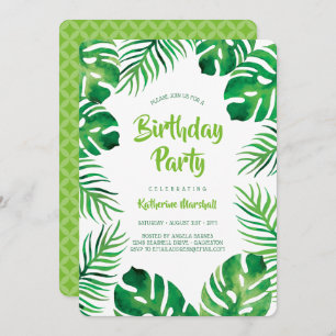 Invitation Fête d'anniversaire des Feuilles de la Monstera tr