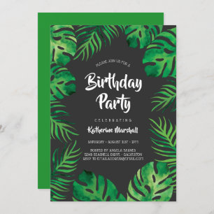 Invitation Fête d'anniversaire des Feuilles de la Monstera tr