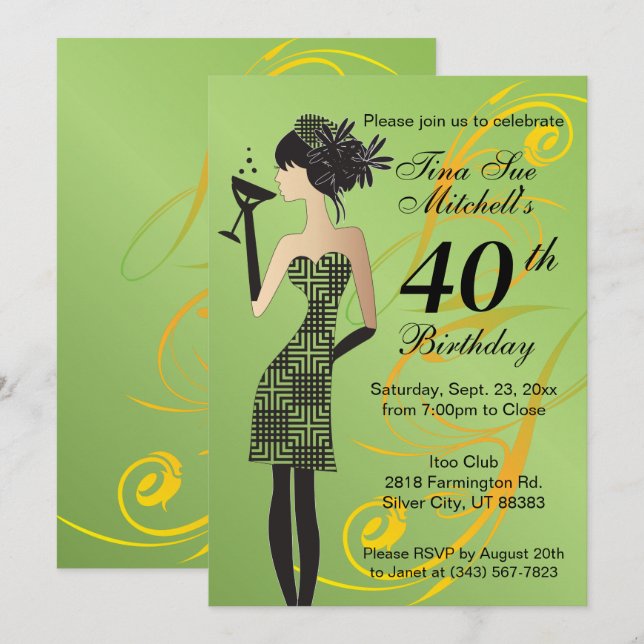 Invitation Fête d'anniversaire des filles | Âge do-it-yoursel (Devant / Derrière)