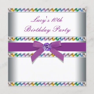 Invitation Fête d'anniversaire des filles Arc-en-ciel Violet