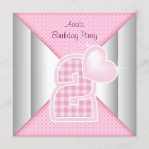 Invitation Fête d'anniversaire des filles au gâteau rose pour