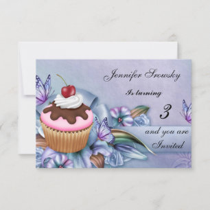 Invitation Fête d'anniversaire des filles Cupcake