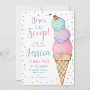 Invitation Fête d'anniversaire des filles de crème glacée
