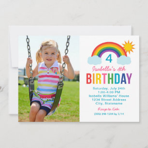 Invitation Fête d'anniversaire des filles de photo de ciel ar