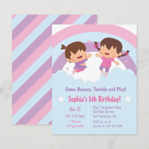 Invitation Fête d'anniversaire des filles mignonnes sautant s