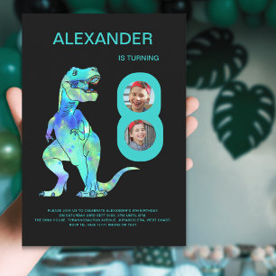 Invitation Fête d'anniversaire des garçons T-Rex Dino pour le