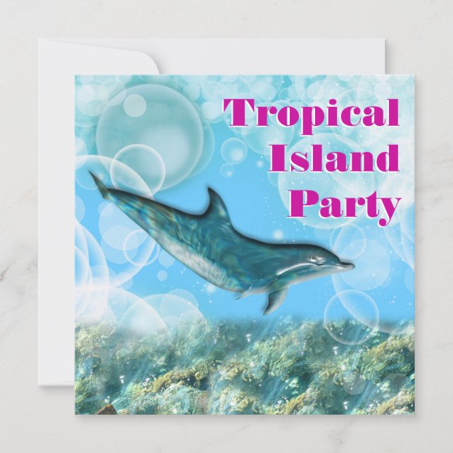 Invitation Fête d'anniversaire des îles tropicales de la plag (Devant)