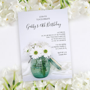 Invitation Fête d'anniversaire des marguerites blanches dans 