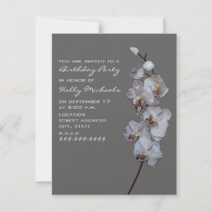 Invitation Fête d'anniversaire des orchidées grises