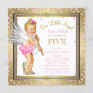 Invitation Fête d'anniversaire des Petits Anges Filles 5 ans