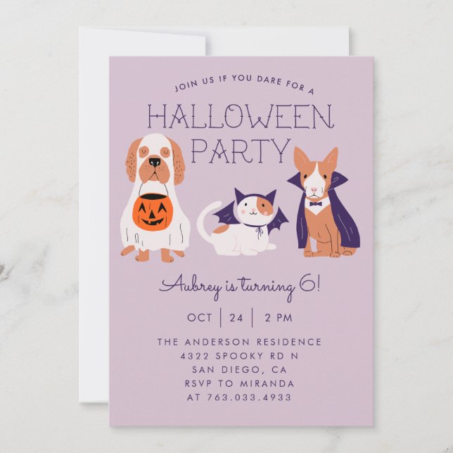 Invitation Fête d'anniversaire des petits enfants d'Halloween (Devant)