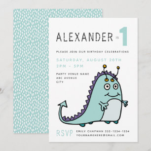 Invitation Fête d'anniversaire des petits garçons monstres 1 