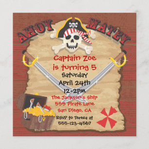 Invitation Fête d'anniversaire des pirates avec insertion de 